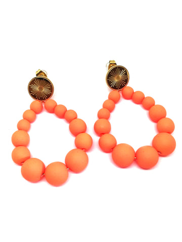 Boucles d'oreilles perles orange fluo [S]