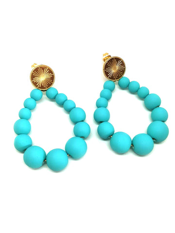 Boucles d'oreilles perles turquoise mat [S]