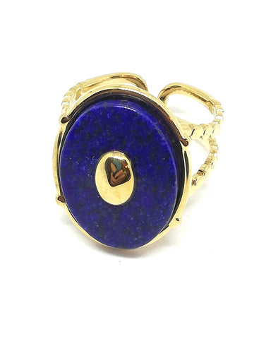 Bague ovale pierre lapis lazuli
