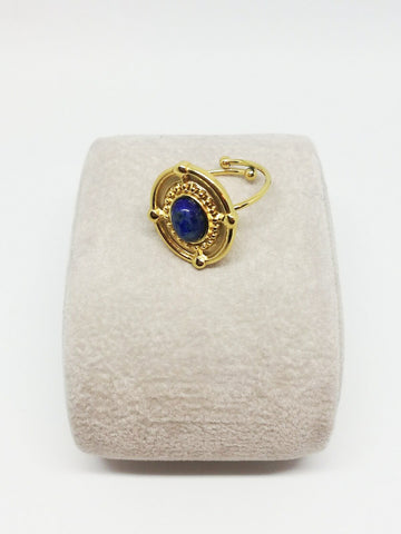 Bague pour femme pierre lapis lazuli - Doré