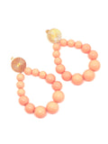 Boucles d'oreilles goutte en perles résine pêche brillant - Doré