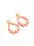 Boucles d'oreilles goutte en perles résine pêche brillant - Doré