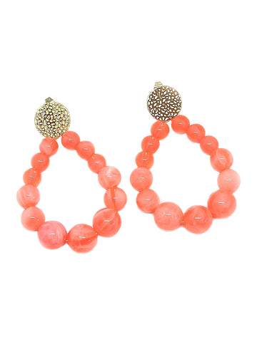 Boucles d'oreilles goutte en perles orange trans - Doré