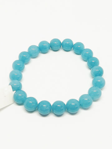 Bracelet perles quartz bleu 10mm
