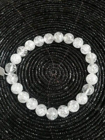 Bracelet cristal de roche crack perles naturelles 8mm