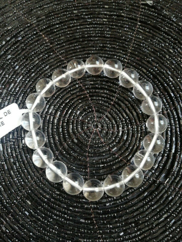 Bracelet cristal de roche perles naturelles 10mm