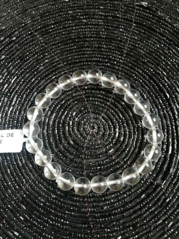Bracelet cristal de roche perles naturelles 8mm