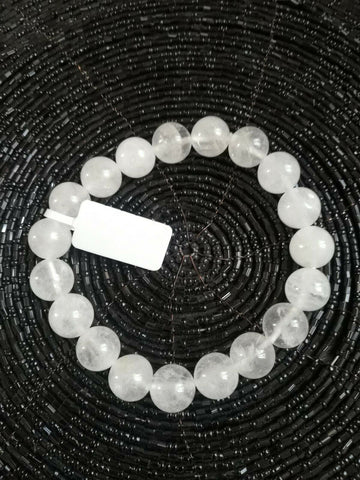 Bracelet jade blanc perles naturelles 10mm