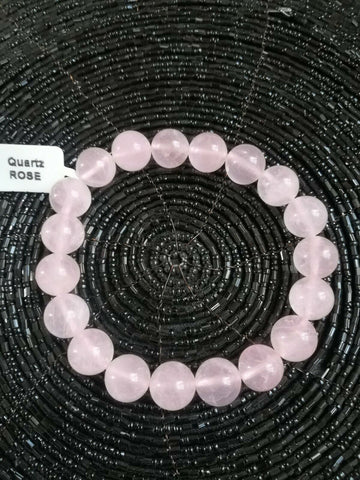 Bracelet perles naturelles quartz rose 10mm (Véritable)
