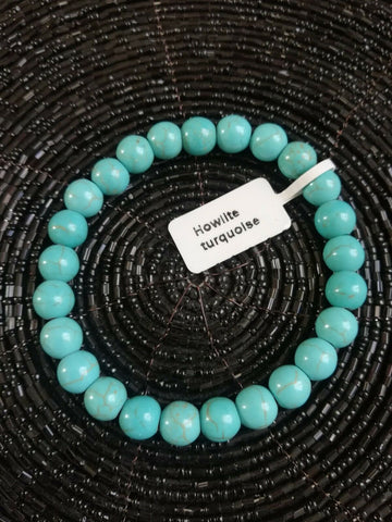 Bracelet perles naturelles turquoise 8mm (Véritable)