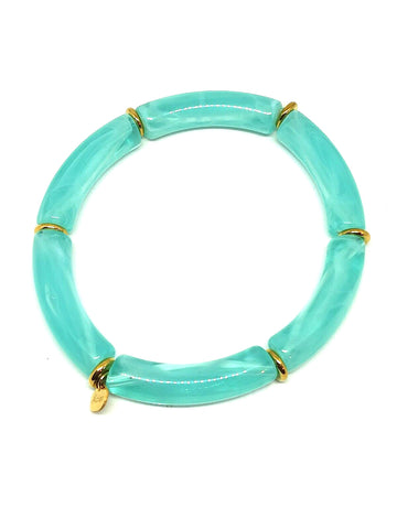 Bracelet tube bleu turquoise transparent
