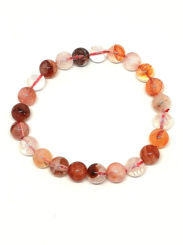 Bracelet perles naturelles quartz rouge 8mm