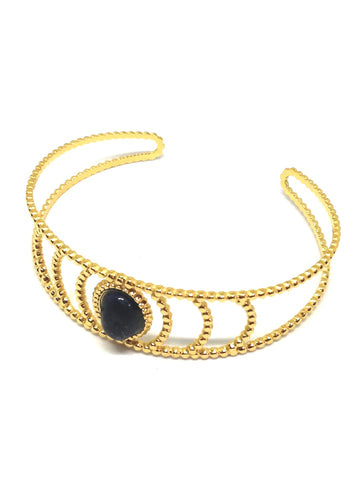 Bracelet avec pierre lapis lazuli - Doré