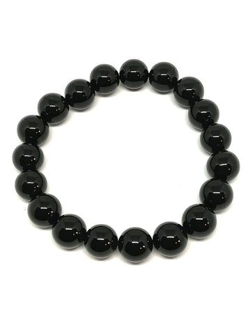 Bracelet perles naturelles Onyx noir 10mm (Véritable)