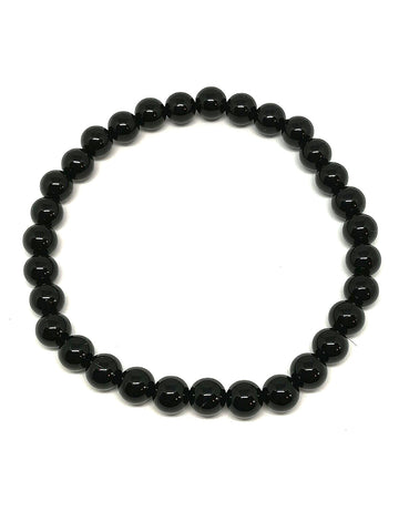 Bracelet perles naturelles Onyx noir 6mm (Véritable)