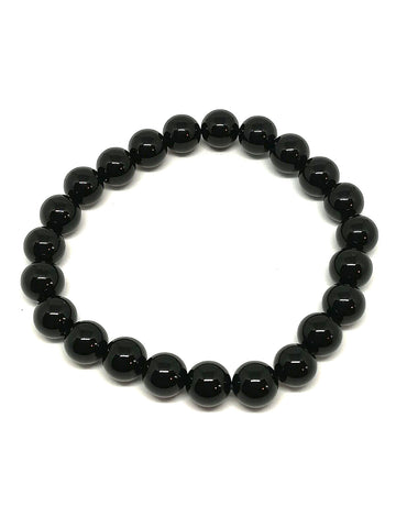 Bracelet perles naturelles Onyx noir 8mm (Véritable)