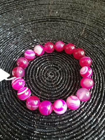 Bracelet perles naturelles agate rose 10mm