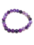 Bracelet perles naturelles agate violet 8mm (Véritable)