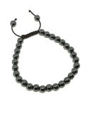 Bracelet corde perles naturelles hématite 6mm