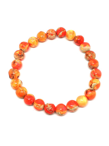 Bracelet perles naturelles jaspe impérial orange 8mm