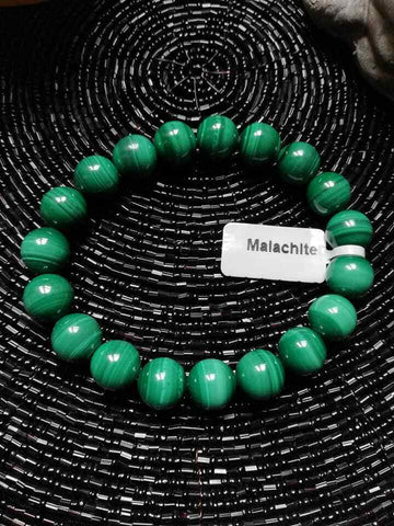 Bracelet perles naturelles Malachite 10mm (Véritable)