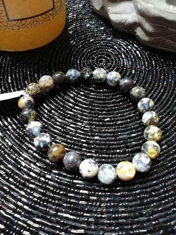Bracelet perles naturelles agate océan bleu 8mm (Véritable) 