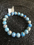 Bracelet perles naturelles jaspe impérial bleu ciel 10mm