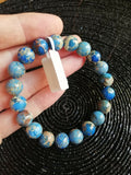 Bracelet perles naturelles jaspe impérial bleu ciel 10mm