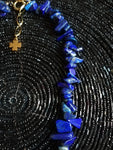 Collier en lapis lazuli acier inoxydable doré trefle à 4 feuilles