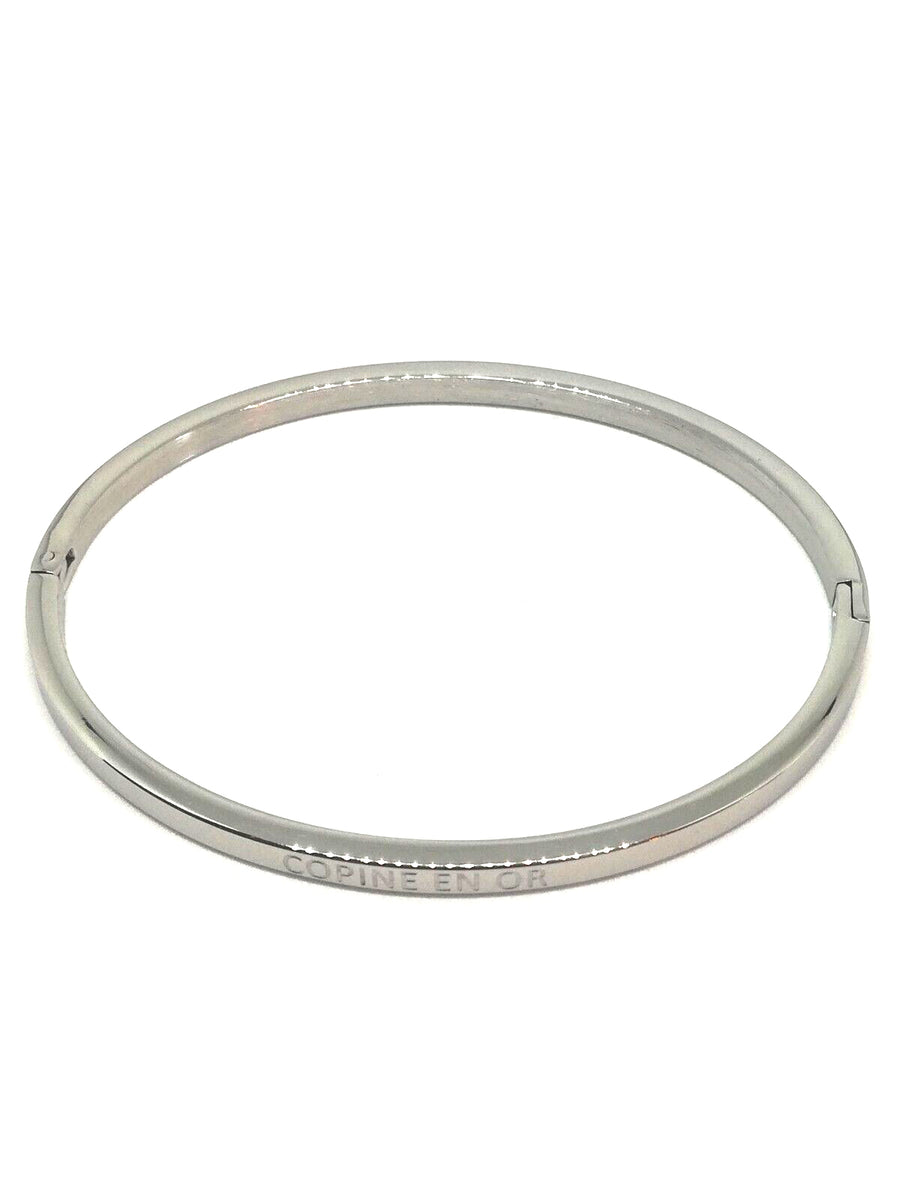 Bracelet jonc acier inoxydable feuilles ajourées femme 0223001