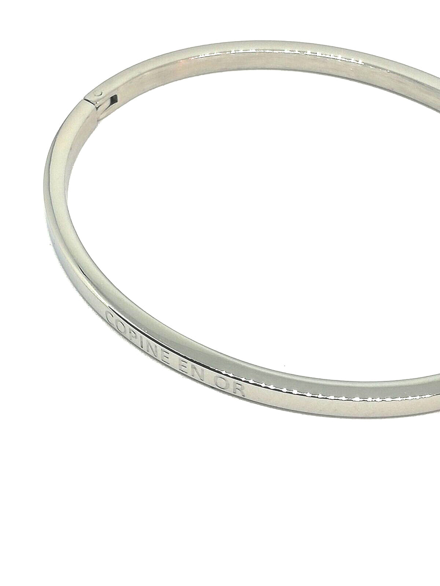 Bracelet femme jonc maille de câble argenté en acier inoxydable 62mm