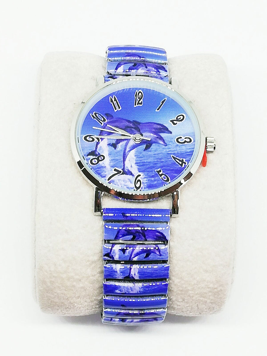 Montre-Bracelet analogique pour Femme Dauphins Jumping Out of The Water Montre-Bracelet analogique pour Femme Dauphins Jumping Out of The Water