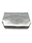 Porte monnaie cuir argenté gris brillant