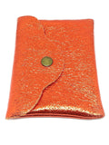 Porte monnaie cuir orange brillant