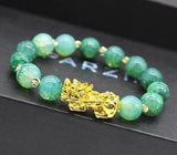 Bracelet Feng Shui Vert Clair Doré En Perle