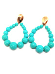 Boucles d'oreilles goutte en perles résine turquoise brillant