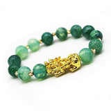 Bracelet Feng Shui Vert Clair Doré En Perle