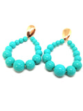 Boucles d'oreilles goutte en perles résine turquoise brillant