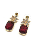Boucles D'oreilles Diamant Pierre Rubis Rouge fleurs