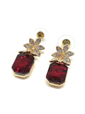 Boucles D'oreilles Diamant Pierre Rubis Rouge fleurs