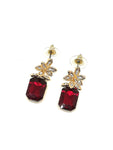 Boucles D'oreilles Diamant Pierre Rubis Rouge fleurs