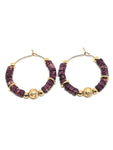 Boucles d'oreilles créoles perles violet doré