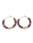 Boucles d'oreilles créoles perles violet doré