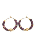 Boucles d'oreilles créoles perles violet doré