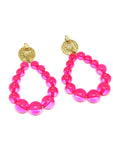 Boucles d'oreilles goutte perles rose trans - Doré