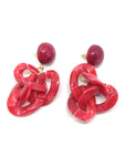 Boucles d'oreilles maillons rouge