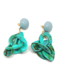 Boucles d'oreilles maillons turquoise vert