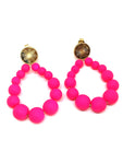 Boucles d'oreilles perles fushia mat [S]