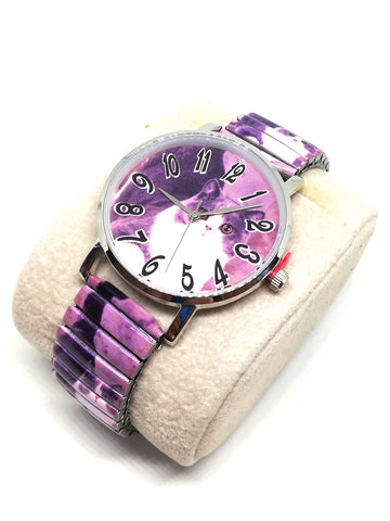 Montre chat violet