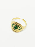 Bague oeil égyptien en malachite - Doré